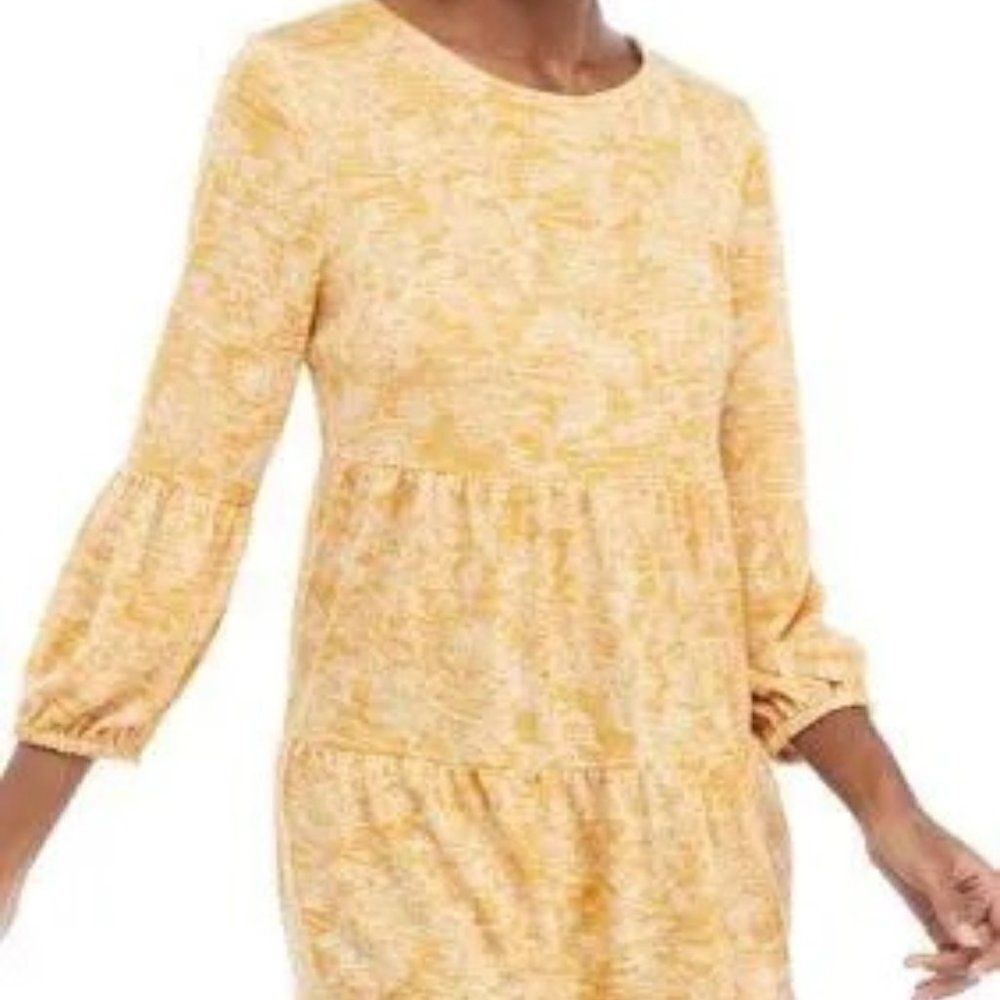 New Directions Gold/Peach 3/4 sleeves Hacci knit tiered top, size XL